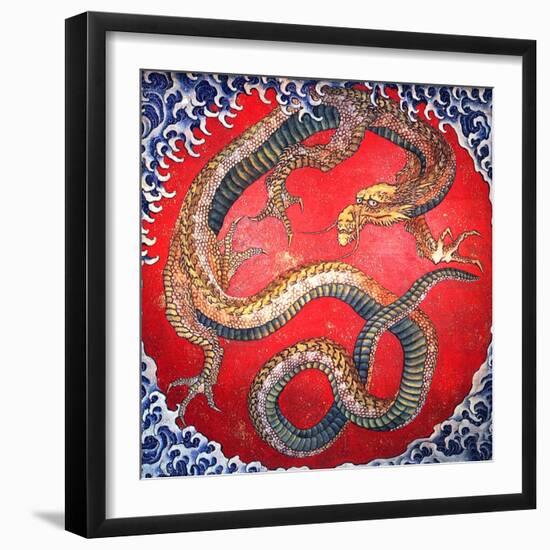 Japan: A Japanese Dragon. Katsushika Hokusai (1760-1849)-Katsushika Hokusai-Framed Giclee Print