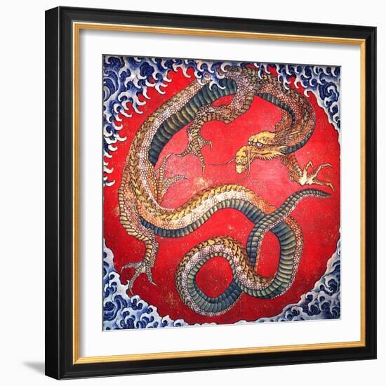 Japan: A Japanese Dragon. Katsushika Hokusai (1760-1849)-Katsushika Hokusai-Framed Giclee Print