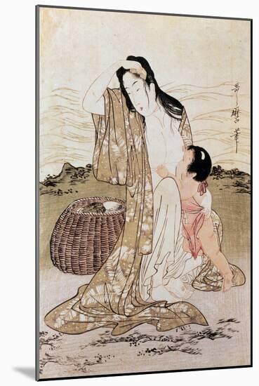 Japan: Abalone Diver-Kitagawa Utamaro-Mounted Giclee Print