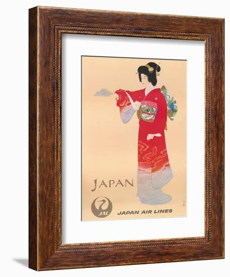 Japan Air Lines, Geisha c.1950’s-Mitsumura-Framed Art Print