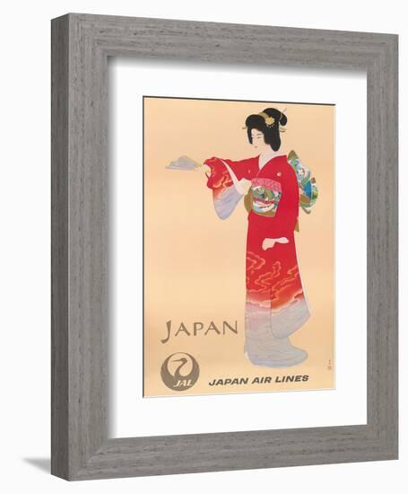 Japan Air Lines, Geisha c.1950’s-Mitsumura-Framed Art Print