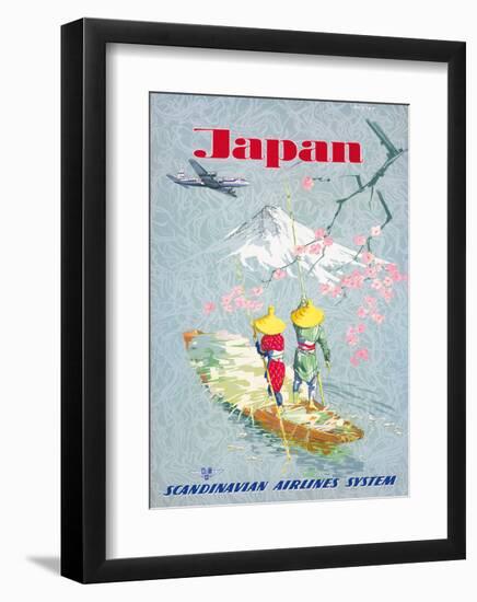 Japan, Cherry Tree Blossoms, Mount Fuji, SAS Scandinavian Airlines System-Netzler-Framed Giclee Print