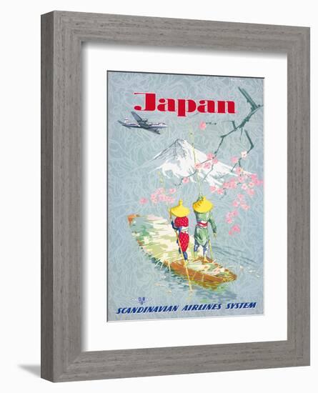 Japan, Cherry Tree Blossoms, Mount Fuji, SAS Scandinavian Airlines System-Netzler-Framed Giclee Print