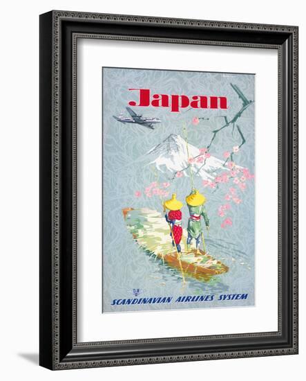 Japan, Cherry Tree Blossoms, Mount Fuji, SAS Scandinavian Airlines System-Netzler-Framed Giclee Print
