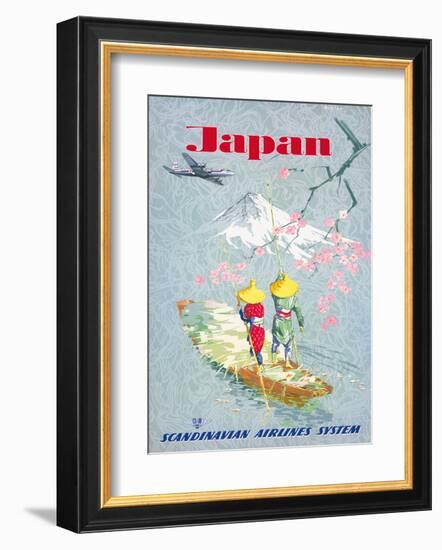 Japan, Cherry Tree Blossoms, Mount Fuji, SAS Scandinavian Airlines System-Netzler-Framed Giclee Print