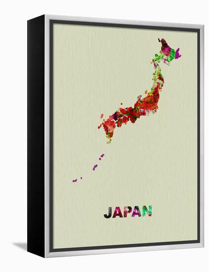 Japan Color Splatter Map-NaxArt-Framed Stretched Canvas