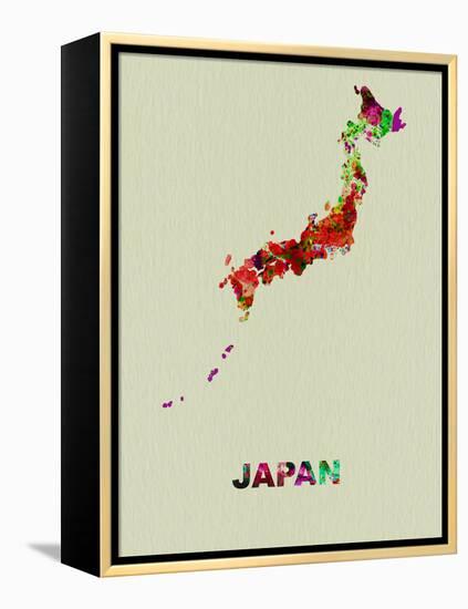 Japan Color Splatter Map-NaxArt-Framed Stretched Canvas