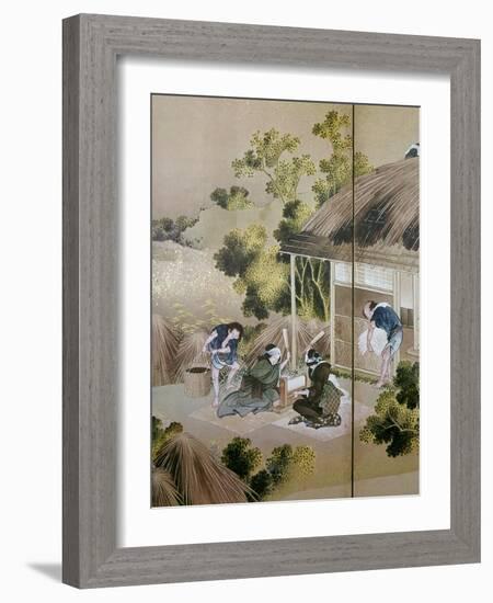 Japan: Cotton Processing-Katsushika Hokusai-Framed Giclee Print