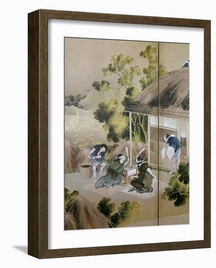 Japan: Cotton Processing-Katsushika Hokusai-Framed Giclee Print