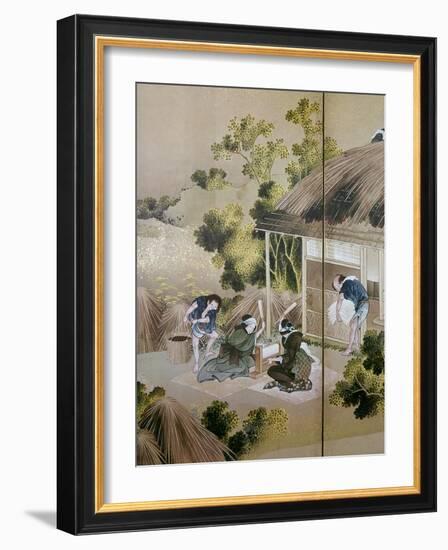 Japan: Cotton Processing-Katsushika Hokusai-Framed Giclee Print