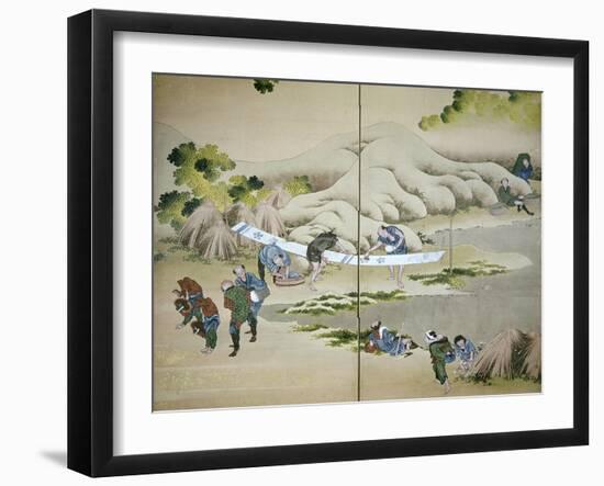 Japan: Cotton Processing-Katsushika Hokusai-Framed Giclee Print