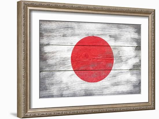 Japan Country Flag - Barnwood Painting-Lantern Press-Framed Art Print