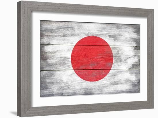 Japan Country Flag - Barnwood Painting-Lantern Press-Framed Art Print