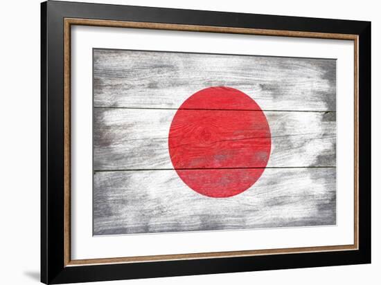 Japan Country Flag - Barnwood Painting-Lantern Press-Framed Art Print