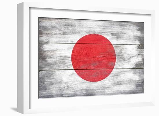 Japan Country Flag - Barnwood Painting-Lantern Press-Framed Art Print