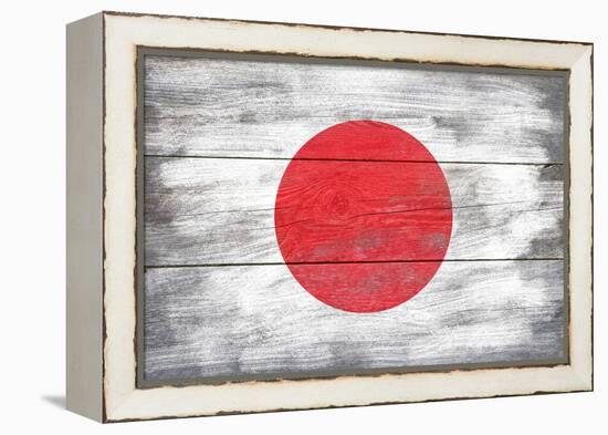 Japan Country Flag - Barnwood Painting-Lantern Press-Framed Stretched Canvas