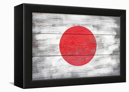 Japan Country Flag - Barnwood Painting-Lantern Press-Framed Stretched Canvas