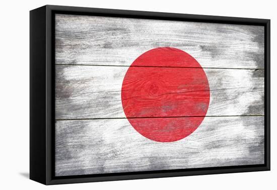 Japan Country Flag - Barnwood Painting-Lantern Press-Framed Stretched Canvas