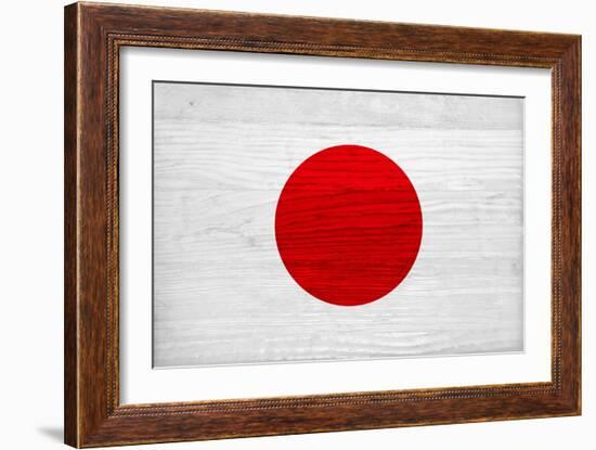 Japan Flag Design with Wood Patterning - Flags of the World Series-Philippe Hugonnard-Framed Art Print