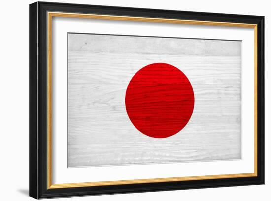 Japan Flag Design with Wood Patterning - Flags of the World Series-Philippe Hugonnard-Framed Art Print