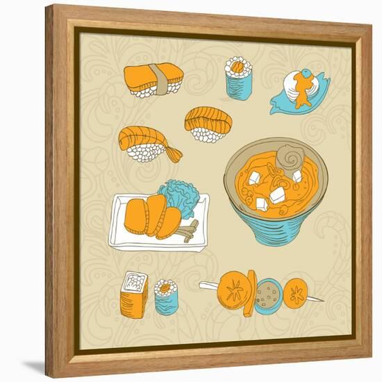 Japan Food Icons - Vector Illustration-venimo-Framed Stretched Canvas