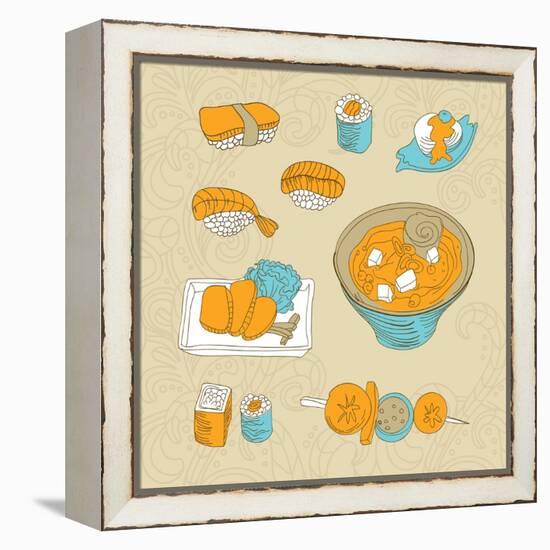 Japan Food Icons - Vector Illustration-venimo-Framed Stretched Canvas