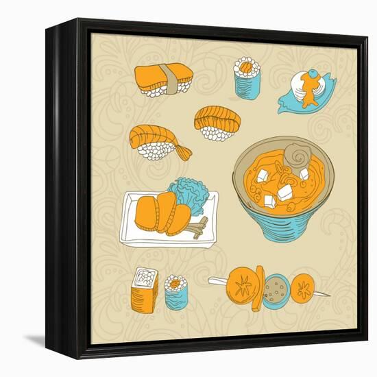 Japan Food Icons - Vector Illustration-venimo-Framed Stretched Canvas