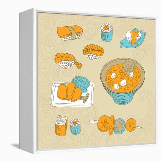 Japan Food Icons - Vector Illustration-venimo-Framed Stretched Canvas