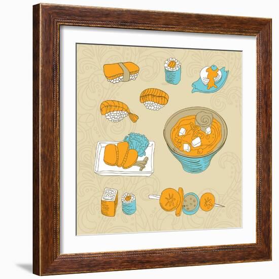 Japan Food Icons - Vector Illustration-venimo-Framed Art Print