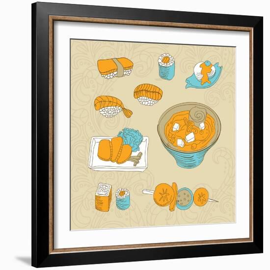 Japan Food Icons - Vector Illustration-venimo-Framed Art Print