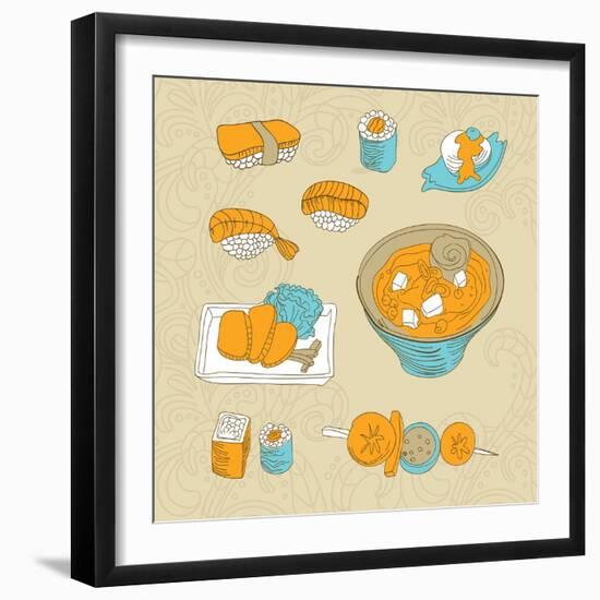 Japan Food Icons - Vector Illustration-venimo-Framed Art Print