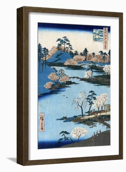 Japan: Hachiman Shrine, 1857-Ando Hiroshige-Framed Giclee Print