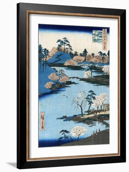 Japan: Hachiman Shrine, 1857-Ando Hiroshige-Framed Giclee Print