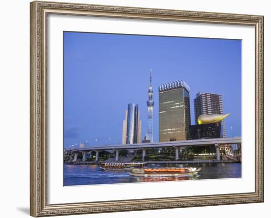 Japan, Honshu, Kanto, Tokyo, Asakusa, Office Buildings and Skytree Tower and Sumidagawa River-Steve Vidler-Framed Photographic Print