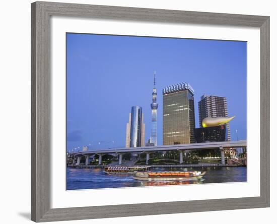 Japan, Honshu, Kanto, Tokyo, Asakusa, Office Buildings and Skytree Tower and Sumidagawa River-Steve Vidler-Framed Photographic Print