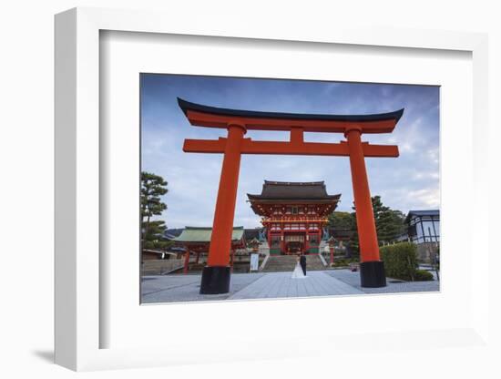 Japan, Kyoto, a Wedding Bride and Groom Pose at Fushimi Inari Shrine-Jane Sweeney-Framed Photographic Print