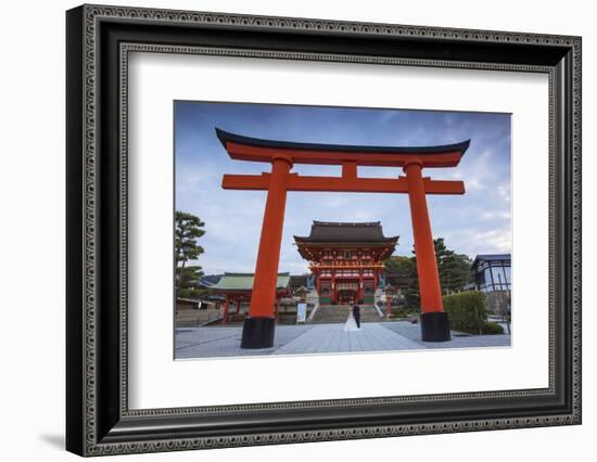 Japan, Kyoto, a Wedding Bride and Groom Pose at Fushimi Inari Shrine-Jane Sweeney-Framed Photographic Print