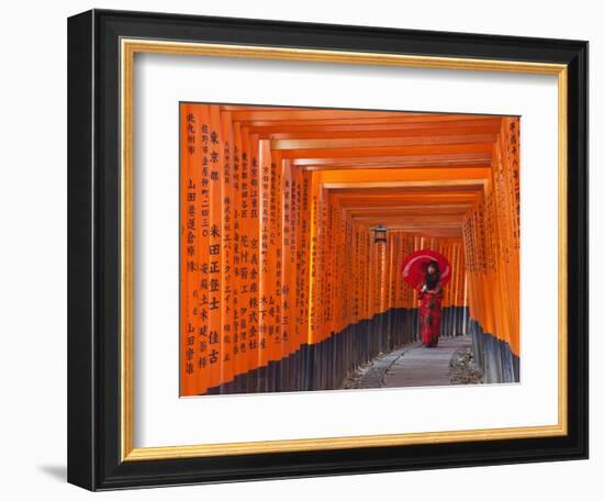 Japan, Kyoto, Fushimi Inari Taisha Shrine, Tunnel of Torii Gates-Steve Vidler-Framed Photographic Print