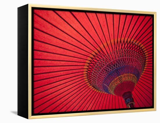 Japan, Kyoto, Higashiyama, Japanese Red Umbrella-Steve Vidler-Framed Premier Image Canvas