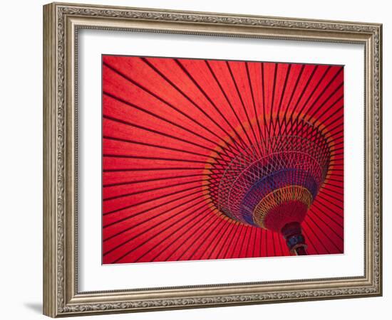 Japan, Kyoto, Higashiyama, Japanese Red Umbrella-Steve Vidler-Framed Photographic Print