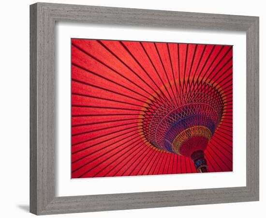 Japan, Kyoto, Higashiyama, Japanese Red Umbrella-Steve Vidler-Framed Photographic Print