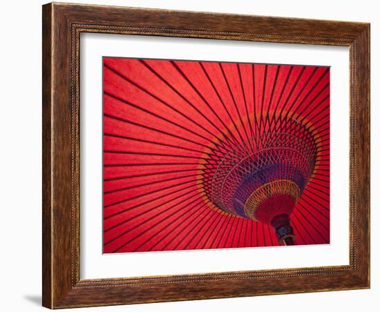 Japan, Kyoto, Higashiyama, Japanese Red Umbrella-Steve Vidler-Framed Photographic Print