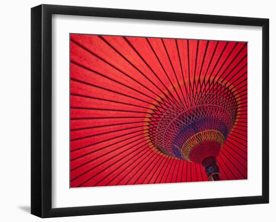 Japan, Kyoto, Higashiyama, Japanese Red Umbrella-Steve Vidler-Framed Photographic Print