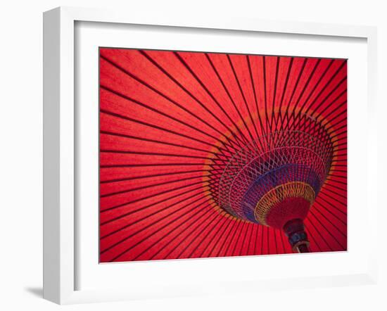 Japan, Kyoto, Higashiyama, Japanese Red Umbrella-Steve Vidler-Framed Photographic Print