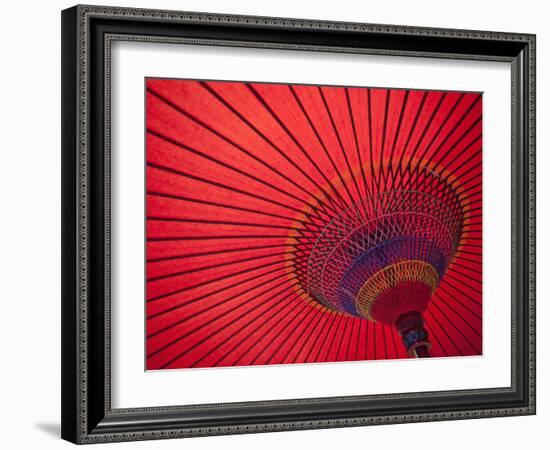 Japan, Kyoto, Higashiyama, Japanese Red Umbrella-Steve Vidler-Framed Photographic Print