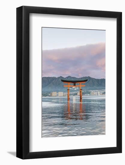 Japan, Miyajima, Itsukushima Shrine, Floating Torii Gate at Sunrise-Rob Tilley-Framed Photographic Print