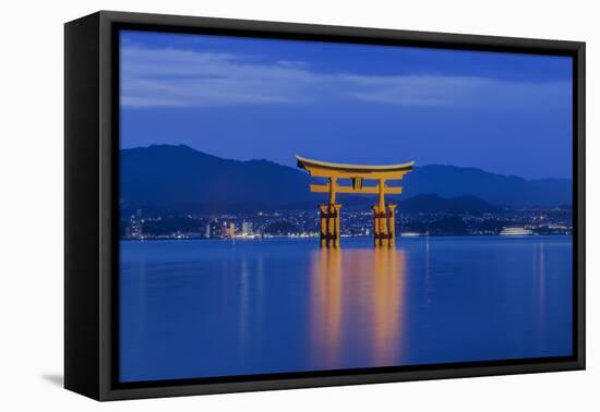Japan, Miyajima, Itsukushima Shrine, Twilight Floating Torii Gate-Rob Tilley-Framed Premier Image Canvas