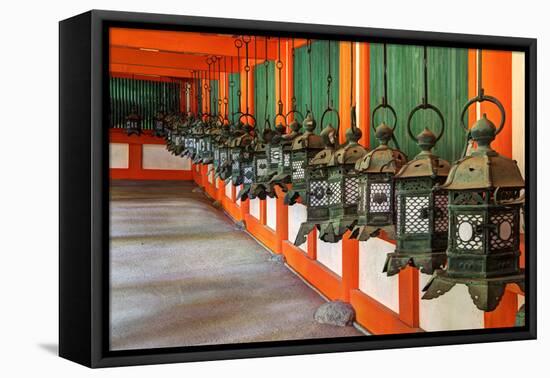 Japan, Nara. Hanging lanterns at Kasuga Taisha Shrine built in 768 AD.-Dennis Flaherty-Framed Premier Image Canvas