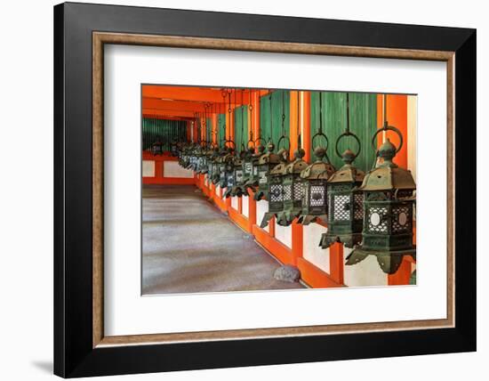 Japan, Nara. Hanging lanterns at Kasuga Taisha Shrine built in 768 AD.-Dennis Flaherty-Framed Photographic Print