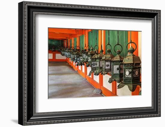 Japan, Nara. Hanging lanterns at Kasuga Taisha Shrine built in 768 AD.-Dennis Flaherty-Framed Photographic Print